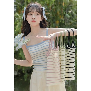 Sweet and Gentle Striped Camisole Women's Summer Inner Wear Short Beautiful Back Camisole