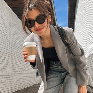 European and American Retro Cat's Eye Cyber Celebrity Distinctive Sunglasses Leopard Tea Spice Girls Advanced Sense Ins UV-resistant Sunglasses for Women M