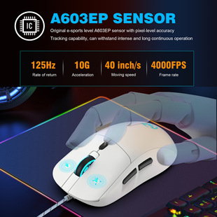 New Wired Game Mouse Colorful Glow 6-Key Grip Comfortable E-Sports Office Mouse 3600dpi Cross-Border in stock