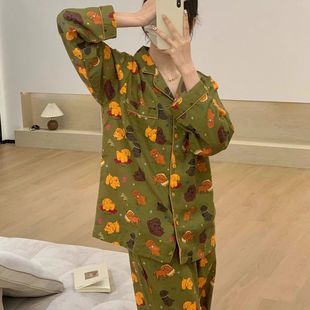Ins Cartoon Cute hellokitty Pajamas Women's Spring and Autumn New Long-sleeved Japanese Student Home Clothes for Outer Wear