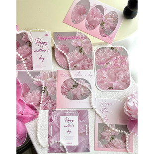 New Mother's Day Blessing Hangcard Oval Square Holiday Greeting Card Flower bouquet Decorative Design Card