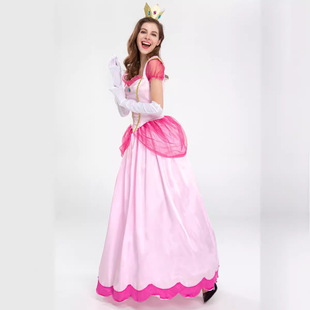 Halloween Costume Mario Brigitte Princess pink pricess Stage Costume Party Queen Dress