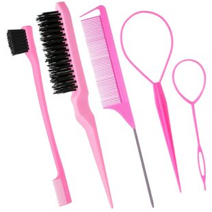 Manufacturer's Spot Amazon Popular Steel Needle Highlighted Pointed Tail Comb Hair Pulling Needle Hair Braiding Tool Hairdressing Rat Tail Comb Set