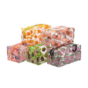 Processing and Sewing Pvc Cosmetic Bag Customized Travel Storage Cosmetic Bag Waterproof Watermelon Pattern Zipper Toiletry Bag