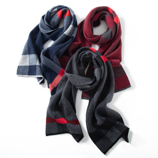 24 Autumn and Winter New Scarf Warm Cashmere Knitted Small Scarf Plaid Fashion Thickeneded Cashmere Scarf Thickeneding
