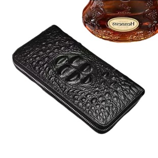 Crocodile Pattern Wallet Men's Long Clutch Soft Leather Zipper Clutch Large Banknote Clip Multi-card Social Men's Bag