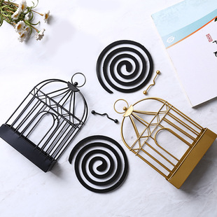 Factory wholesale European-style wrought iron birdcage mosquito-repellent incense rack creative hanging portable living room bedroom ornaments metal crafts