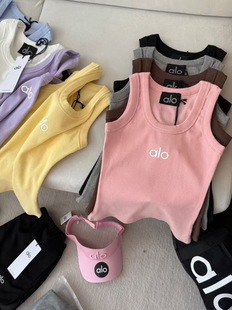 2025 Summer Niche All-match North American alo Letter Printing Sports Yoga Fitness Slim Camisole Women's Vest