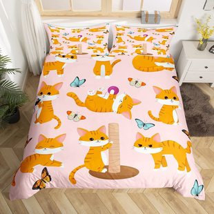 Oil painting flower horse print bedding suit color flowers animal duvet cover watercolor art three piece set