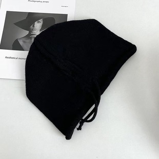 Internet celebrity pile hat women's autumn and winter Japanese style face-looking small closed toe cold hat big head circumference drawstring curling knitted wool