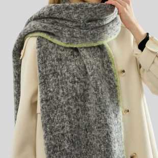 Cross-border European and American Circle Yarn Thick Braid Scarf Women's European and American Fashion Simple All-match Scarf Thickened Contrast Color Scarf