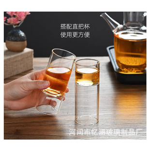 New Chinese Style Glass Teapot Water Injection Slub Cup Heat Resistant Imitation Song Teapot High Borosilicate Can Add LOGO