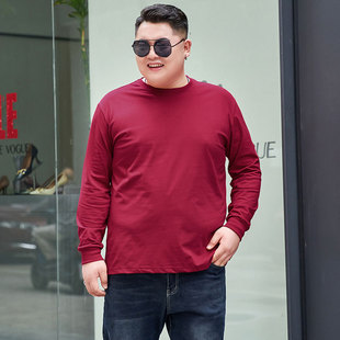 Spring and Autumn Thin plus size Plus Fat Increase Men's Long Sleeve T-shirt Base Shirt Crewneck Sports Leisure 180g 26 Combed