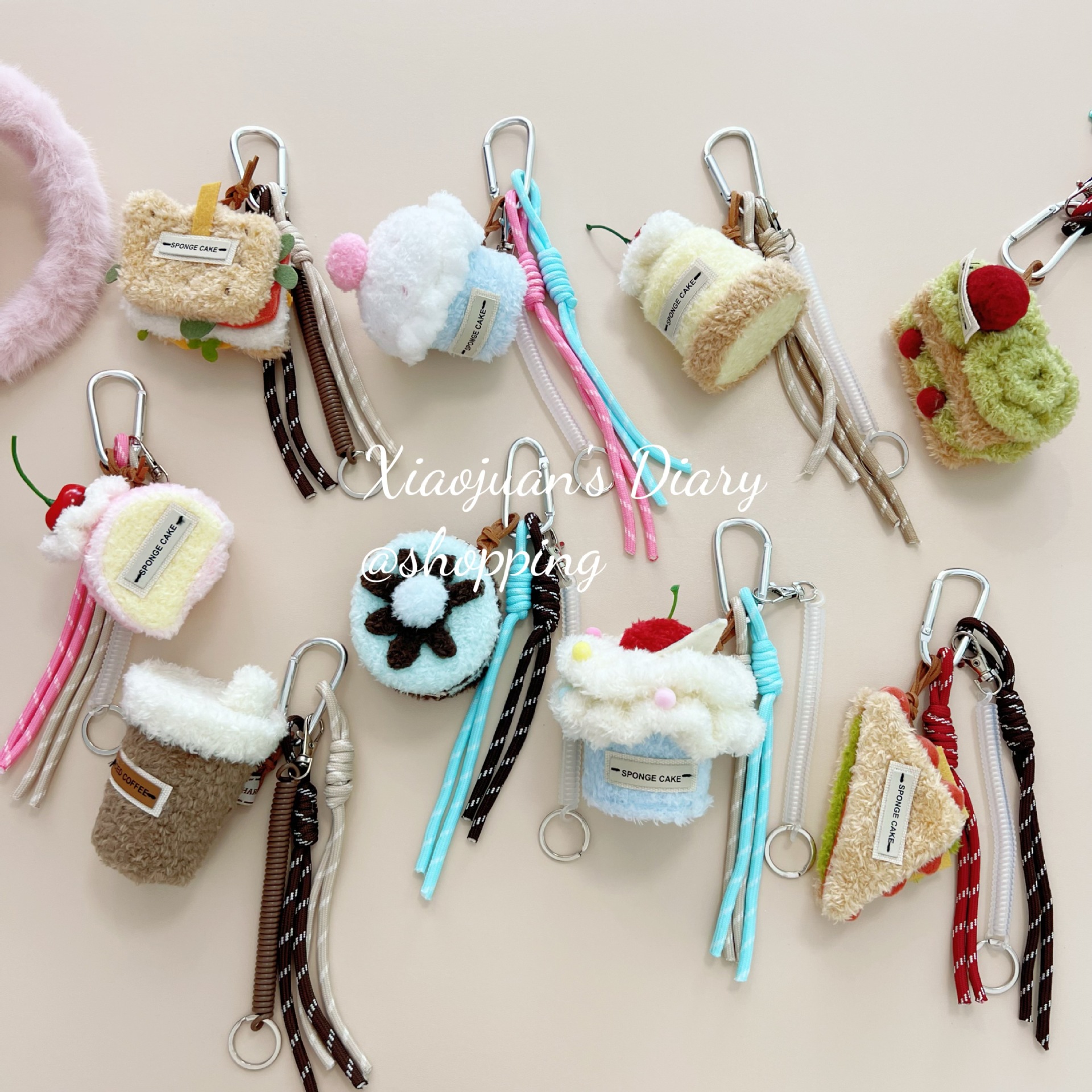 Dessert Cake Stereo Plush Pendant Cute Backpack Pendant Girl Key Chain Chain Afternoon Tea Strawberry Accessories