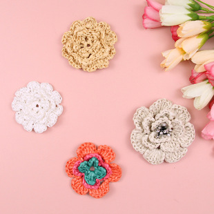 Raffia Handmade Beading Hand Hook Exquisite Multi-Layered Stereo Camellia DIY Shoe Flower Hat Belt Box Decoration