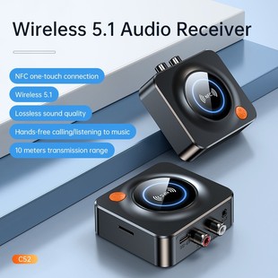 C52 bluetooth 5.1 audio receiver NFC car bluetooth adapter RCA support call TF card MP3 player