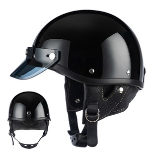 Japanese Style Retro Motorcycle Helmet Men's and Women's Small Helmet Body Harley Scoop Helmet Internet Celebrity Same Style Electric Motorcycle Safety Half Helmet