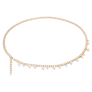 European and American cross-border jewelry fashion simple style imitation pearl waist chain female personality temperament versatile body chain hot girl style