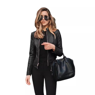 eBay Amazon Explosions wish New Hot Autumn and Winter Women's Fashion Leather PU Suit Jacket 6036