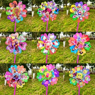 Factory direct batch of pig rotating windmill toys children's cartoon outdoor windmill thickened push gift toys on behalf of hair