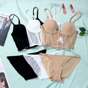 French Bra suit Women's Vest Mesh Underwear Large Chest Display Anti-sagging Tunic Gathering Thin Wholesale Chest