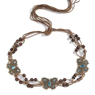 Bohemian Belt Ethnic Style Vintage Woven Butterfly Waist Chain Women's Spring and Summer High-end dress Waist Rope Accessories
