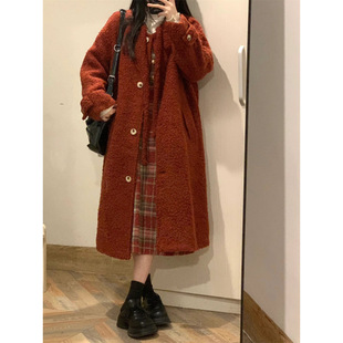 Two Pieces/suit French Retro New Year's Gown Woolen Strap dress Schoorgirl White Base Shirt Top