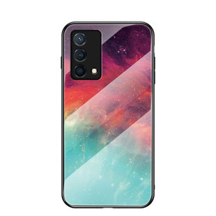 Применимый чехол для телефона OPPO Reno6 A16 стеклянный Мягкий край realmeC21 звездное небо окрашенный защитный чехол FindX3