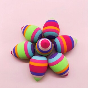 3D Rainbow Multi-layer Stitching Non-latex Beauty Egg Color Colorful Sponge Color Makeup Egg Soaking in Water Bigger Dry and Wet