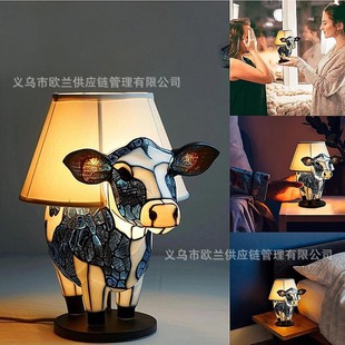Трансграничная Animal Table Lamp Скот Животные Настольная лампа Креативная смола Спальня Декоративная Настольная лампа для животных