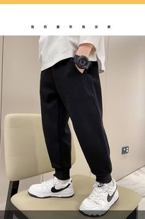Boys' Cotton Sweatpants Spring and Summer 2024 New Medium and Large Kidsren's Casual Pants Kidsren's Pure Color Sports Pants Trendy Cross-border
