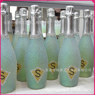 Bar champagne sparkling wine bottle gradient glitter powder processing bottle spray glitter glass bottle hand sprinkle scallion powder