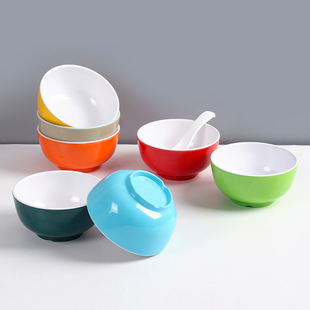 10 melamine bowl two-color Small bowl commercial rice bowl porridge soup bowl restaurant canteen special imitation porcelain bowl tableware