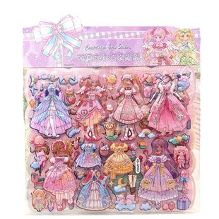 Double-layer Children's Cartoon Three-dimensional Bubble Sticker Princess Girl Dress-up Sticker Baby Toy Sticker Puzzle Award Sticker