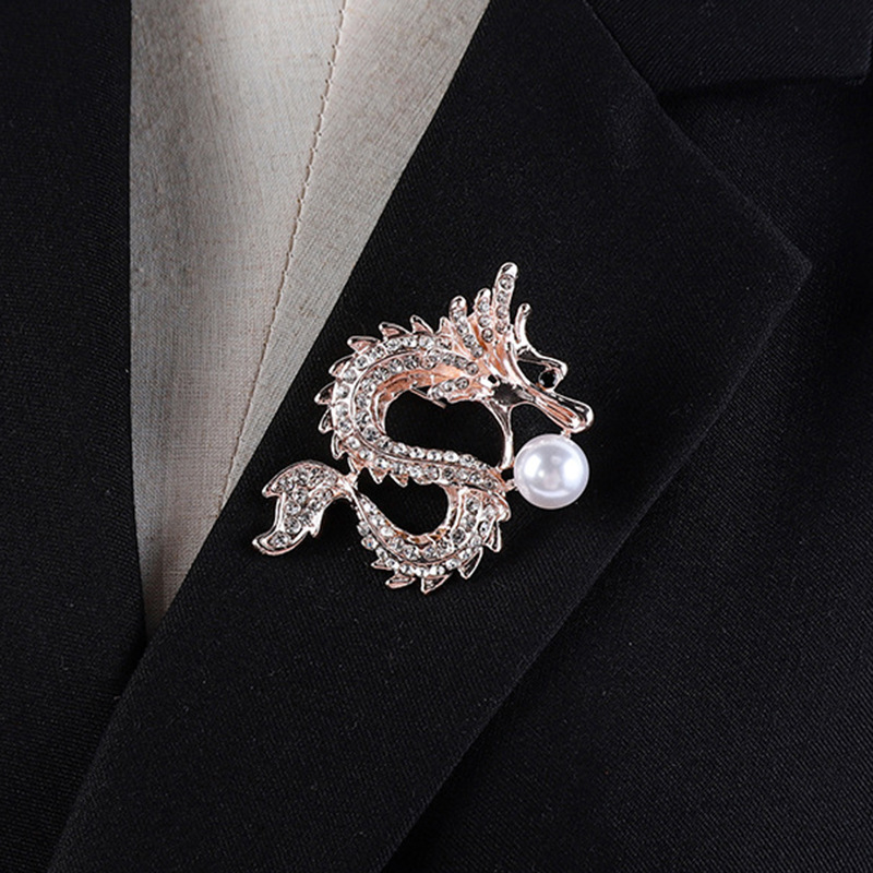 Chinese Dragon Ethnic Style Brooch, Zodiac Year Dragon Totem Brooch, Dragon-Shaped Ornament, Bag Clothing Accessory, Dragon Pattern, Year of the Dragon