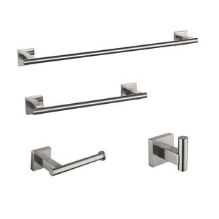 304 Stainless Steel Towel Rack Paint Black Single Rod Toilet Roll Paper Rack Bathroom Towel Hook Bathroom Four-Piece Set