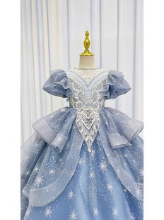 High-End Girls Birthday Evening Dress 2025 New Wedding Dress Princess Dress Host Performance Clothing Kidsren's Piano Performance