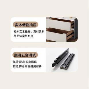 All Solid Wood Bedside Table Simple Advanced Sense Minimalist Lock Rock Board Master Bedroom Home Full Set Bedside Cabinet Paint Technology