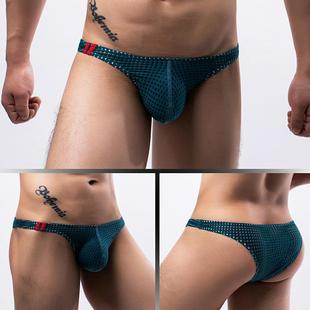 Summer Internet Popular Japanese and Korean European and American Breathable Men's Mesh Mesh Gauze GAY Sexy Fashion Low Waist Bikini E097