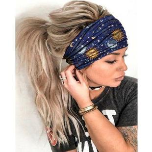 European and American printed personality pattern hair band new yoga wide brimmed hair band sports face wash hair band headdress wholesale