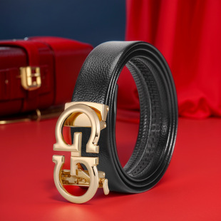 Genuine Leather Belt Men's Alloy Letter G Automatic Buckle Cowhide Embossed Belt Casual Business Belt in stock