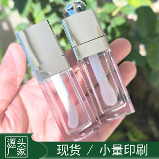 In stock large brush square silver lip gloss tube lip oil lip glaze bottle lip gloss empty tube packing material sub-bottle capacity 10ml