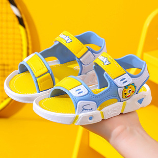 2024 new children's sandals cartoon soft bottom outerwear fashion cute baby Velcro sandals kids beach shoes