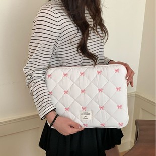 South Korea ins tablet computer bag storage cute diamond embroidered bow 11/13/15 inch notebook storage