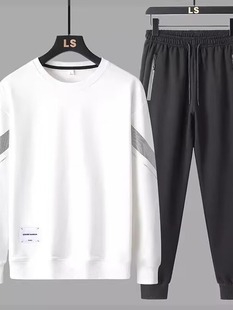 Suit men's 2024 spring new with a set of handsome sweater round neck pullover all-match top ankle-tied Sports