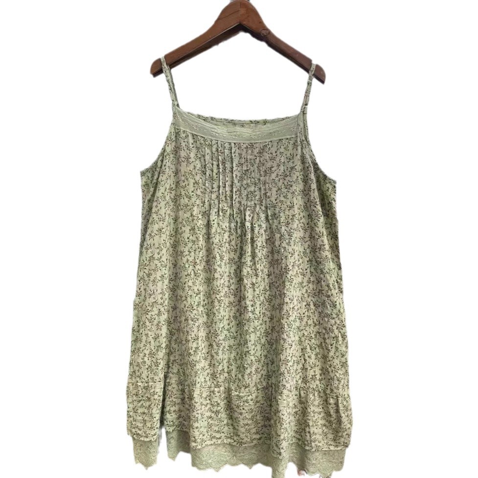 Japanese Mori women's small flower vest skirt artistic lace cotton strap dress wholesale tide