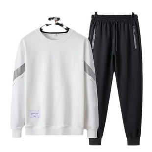 2023 new spring and autumn men's casual sweater suit round neck sweater pants male student sportswear two-piece pants
