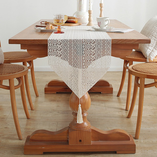 Lace Sideboard Cover Cloth Household Long Table Runner Tablecloth American Pastoral Long Table Decorative Shoe Cabinet Dustproof Cover Towel