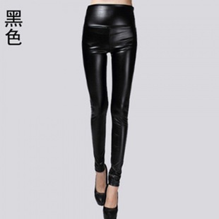 Real Shot Autumn and Winter Multicolor Stretch fleece-lined Thickened Leather Leggings Women's Outer Wearing High Waist Leather Tight Pants