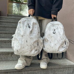 Graffiti Korean Style Backpack Senior high school College Students Large Capacity Schoolbag Men and Women Couple Tie Dye Printed Travel Backpack Trendy